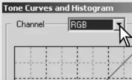 Tone Curves and Histogram Channel RGB
