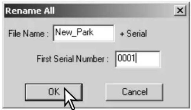 Rename All File Name: New_Park + Serial First Serial Number: 0001 OK Cancel