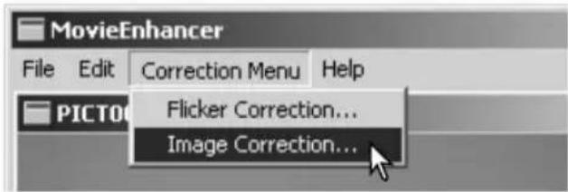 MovieEnhancer File Edit Correction Menu Help PICT0 Flicker Correction... Image Correction...