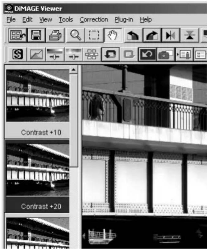 DiMAGE Viewer File Edit View Tools Correction Plug-in Help Contrast +10 Contrast +20