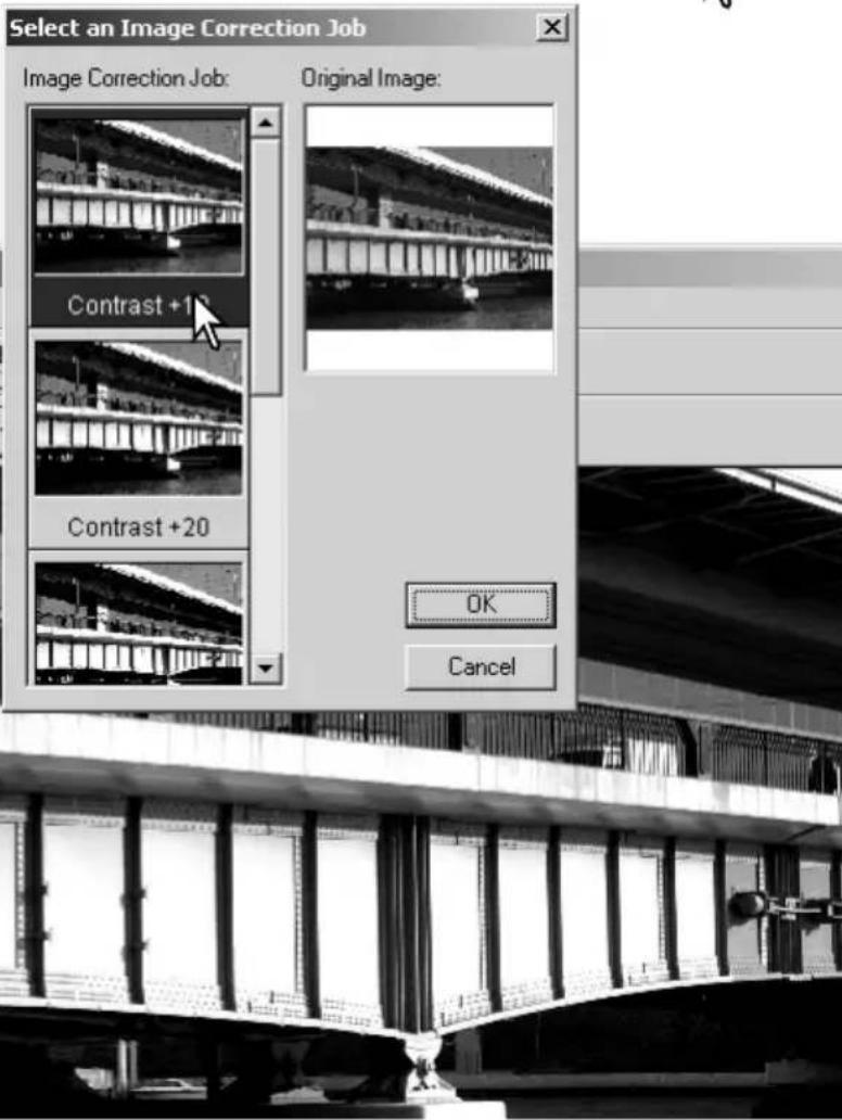 Select an Image Correction Job Image Correction Job: Original Image: Contrast +1 Contrast +20 OK Cancel