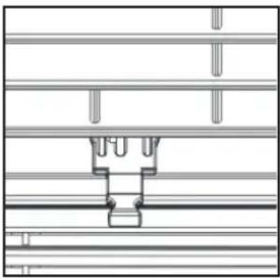 Pure technical line drawing of a mechanical assembly without any text, numbers, or symbols