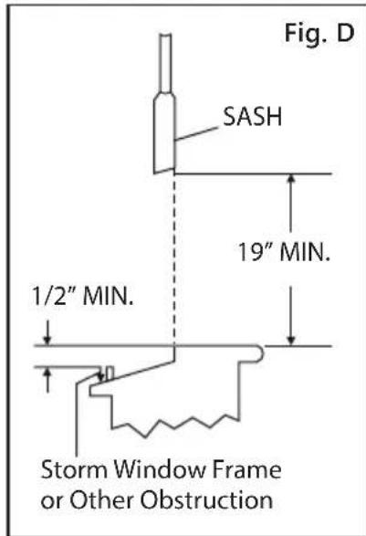 Fig. D SASH 19" MIN. 1/2" MIN. Storm Window Frame or Other Obstruction