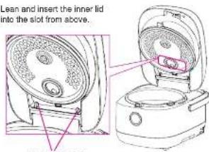 Lean and insert the inner lid into the slot from above.