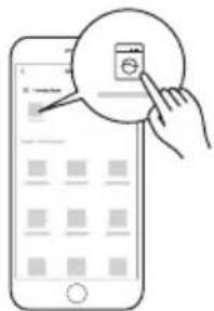 Illustration of a hand interacting with a smartphone displaying a mobile app interface (no text or symbols visible).