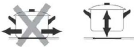 Diagram showing two cooking pots with crossed arrows indicating heating or cooling conditions, one crossed over the other.