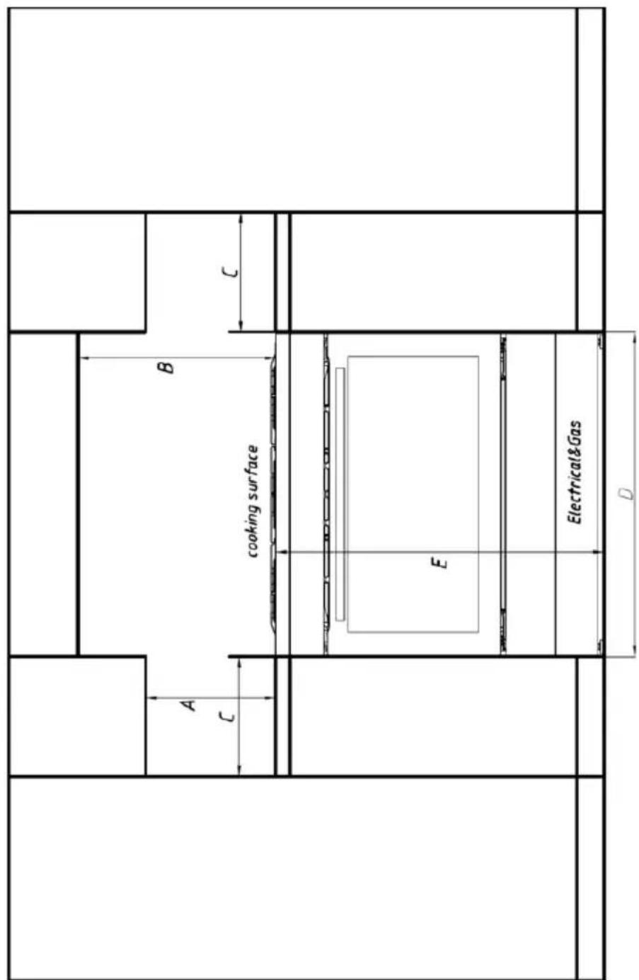 A C B cooking surface E Electrical&Gas D