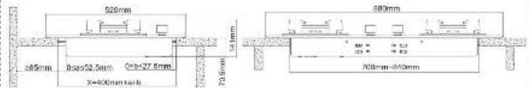 500mm 265mm 0x±32.5mm 0x±27.5mm X=400mm×400mm 70.5mm 500mm 265mm 700mm=800mm