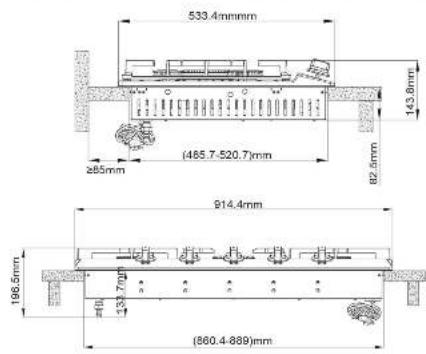 533.4mm 143.8mm (465.7-520.7)mm ≥85mm 82.5mm 914.4mm 196.5mm (860.4-889)mm