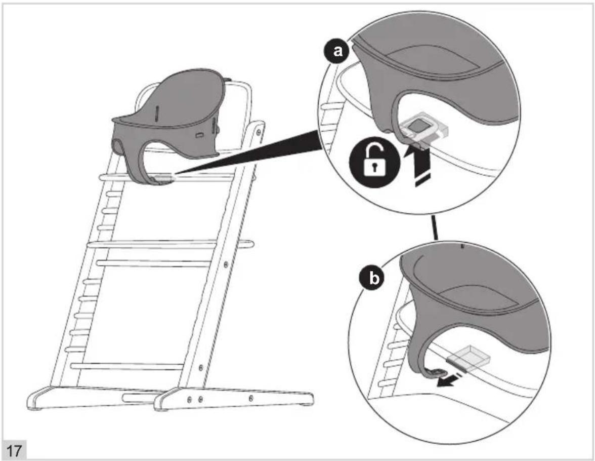 Diagram illustrating the step-by-step installation of a seatbelt using a lock mechanism, with labeled parts and directional arrows.