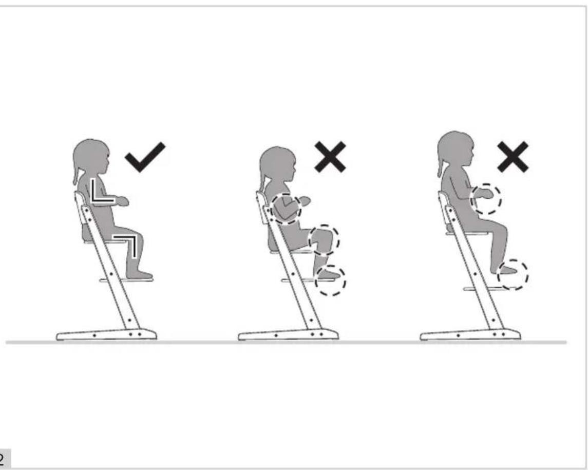 Illustration showing three stages of a person using a stationary exercise machine, with checkmark and cross symbols indicating correct and incorrect states.