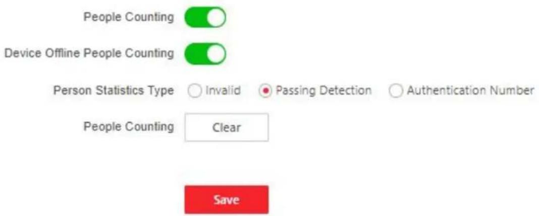 People Counting Device Offline People Counting Person Statistics Type Invalid Passing Detection Authentication Number People Counting Clear Save