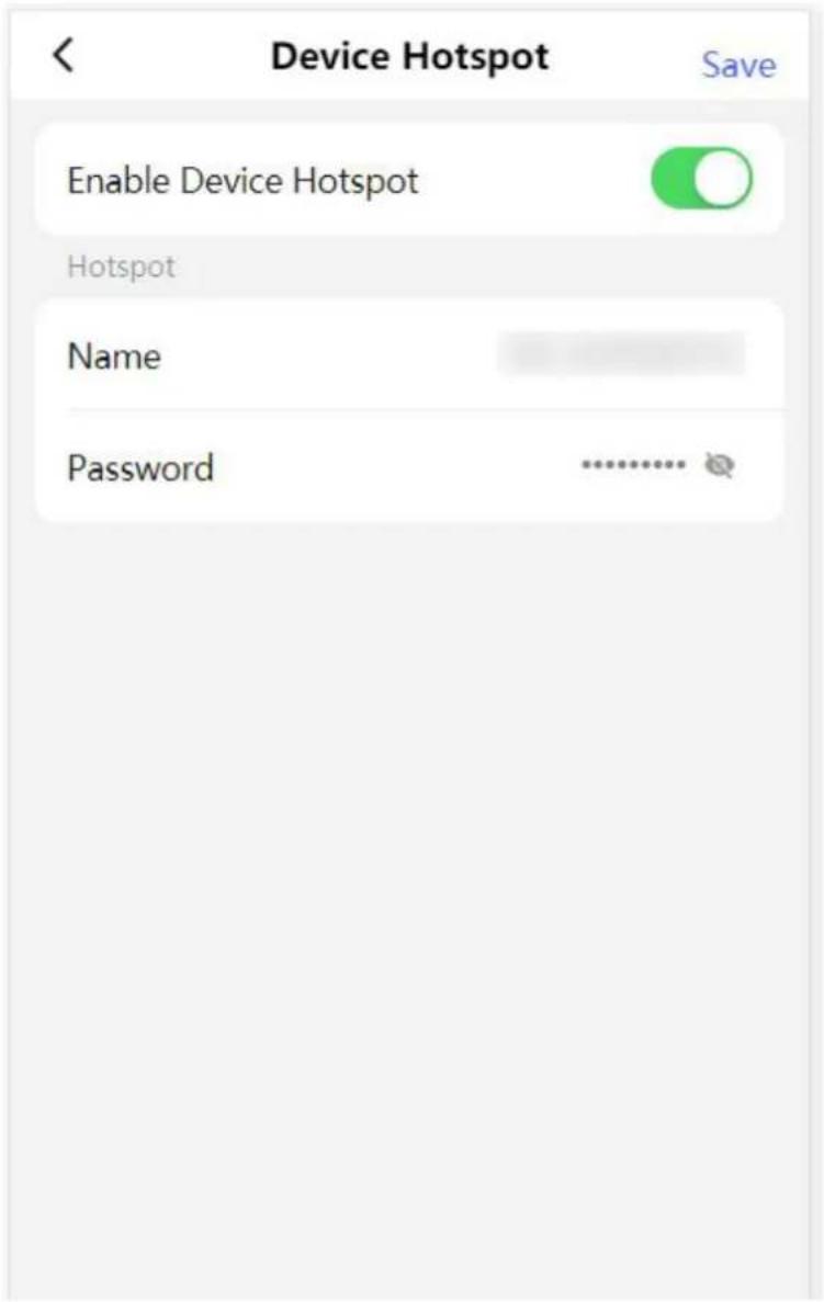 Device Hotspot Save Enable Device Hotspot Hotspot Name Password