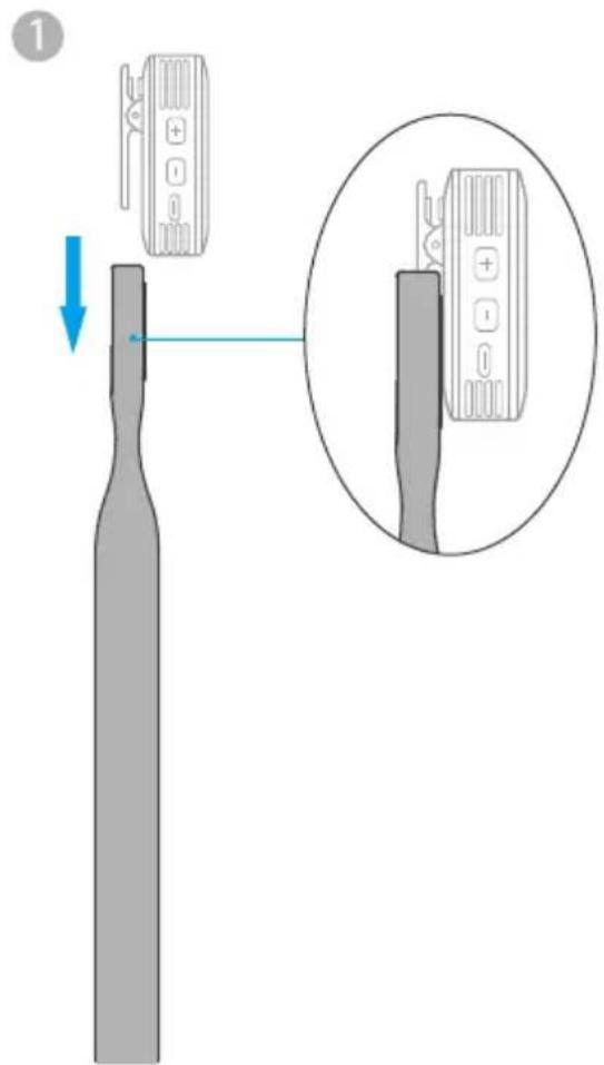 Diagram illustrating a medical procedure with labeled components and directional arrows, including a magnified inset showing detailed view.