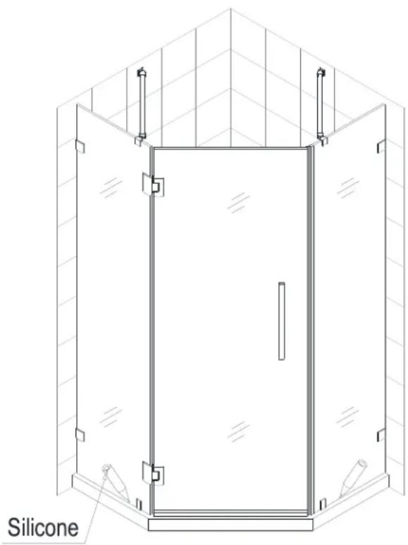 Technical line drawing of a door with open doors and ventilation ducts, labeled 'Silicone' (no other text or symbols)