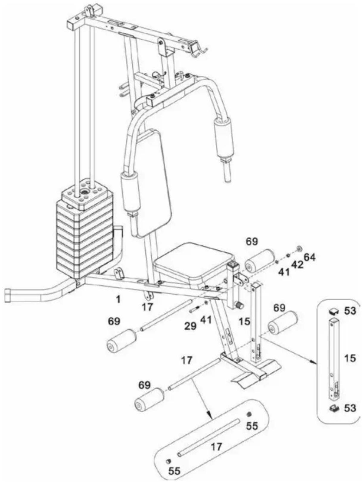 Technical diagram of a mechanical device with numbered components and labeled parts, likely for assembly or maintenance instructions.