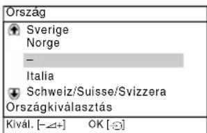 Ország Sverige Norge - Italia Schweiz/Suisse/Svizzera Országkiválasztás Kivál. [-Δ+] OK [⊖]