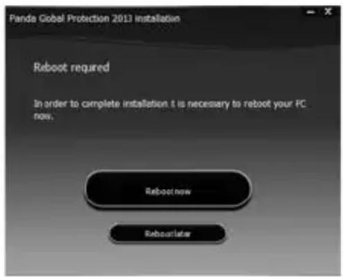 Panda Global Protection 2013 installation Reboot required In order to complete installation it is necessary to reboot your FC now. Reboot new Reboot later