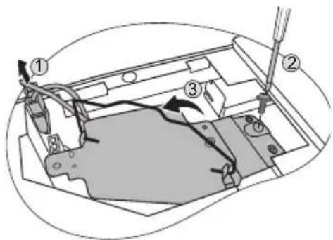 Technical diagram of a vehicle chassis with numbered components and directional arrows indicating parts of the chassis.
