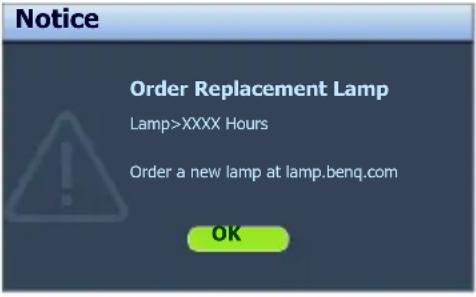 BENQ MS513P - Timing of replacing the lamp - 2