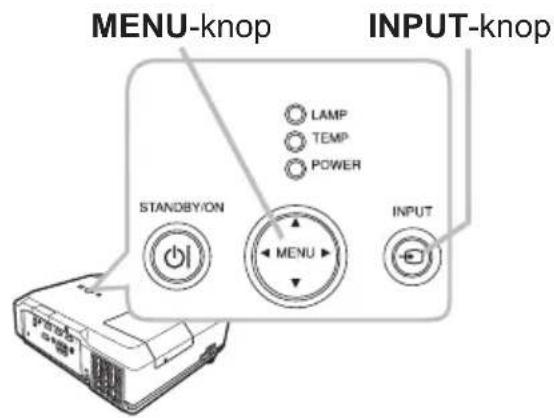 MENU-knop LAMP TEMP POWER INPUT-knop STANDBY/ON MENU INPUT
