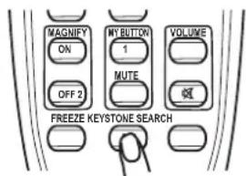 MAGNIFY ON OFF 2 MY BUTTON 1 MUTE VOLUME FREEZE KEYSTONE SEARCH