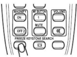 MAGNIFY ON OFF 2 MY BUTTON 1 MUTE VOLUME FREEZE KEYSTONE SEARCH