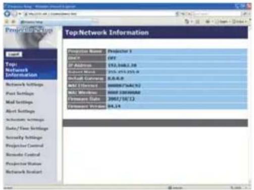 Top Network Information Project Name: Projector 1 Date: 04/07 Off Address: 152,348,1,16 Subject Name: 255,255,255,9 Default Documents: R.A.R.P Mkt ID: 00000736ACX2 Mkt Minutes: 0000 230000000 Comparison Date: 2007/10/12 Comparison Status: 04.14