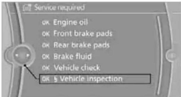 Service required ok Engine oil ok Front brake pads ok Rear brake pads ok Brake fluid ok Vehicle check ok & Vehicle inspection