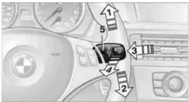 Diagram showing a car interior with numbered arrows indicating directional changes or system steps, likely from an automotive diagnostic or testing procedure.