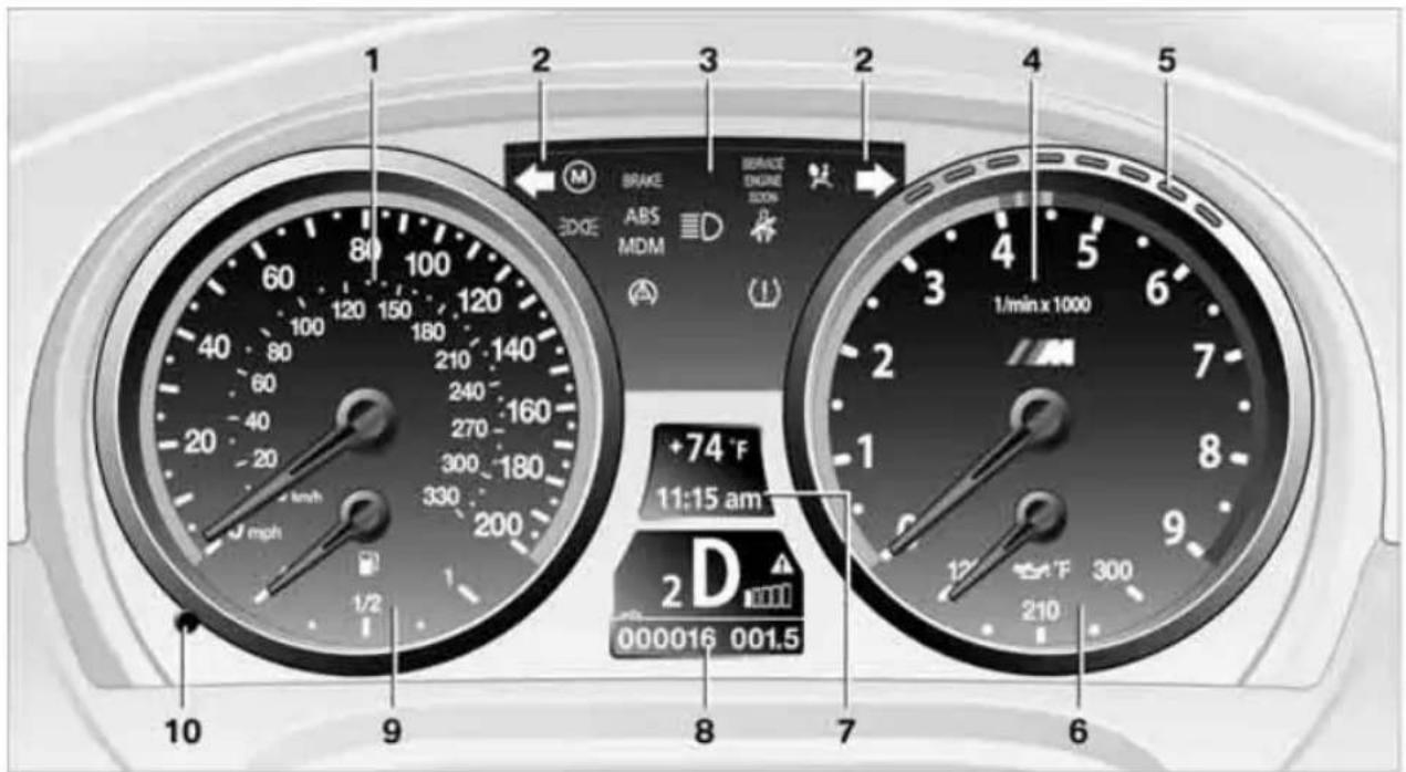 1 2 3 2 4 5 BRAKE BRUCE ENGINE SIZON M ABS MDM 1/min x 1000 +74 °F 11:15 am 2 D 000016 001.5 1/2 10 9 8 7 6 210 210 200 180 160 140 120 100 80 60 40 20 100 120 150 180 210 240 270 300 330 J mph