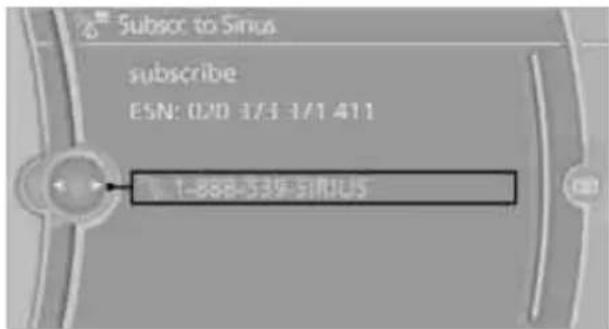 Subscr to Sirius subscribe ESN: 020 1/3 1/1 411 1-888-539 SIRIUS