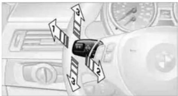 Diagram showing car interior with numbered directional arrows and vehicle icons, likely illustrating speed or traffic flow.