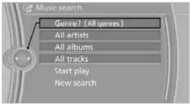 Music search Genre? (All genres) All artists All albums All tracks Start play New search