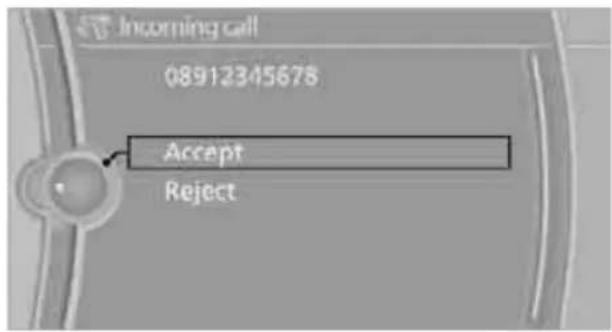 Incoming call 08912345678 Accept Reject