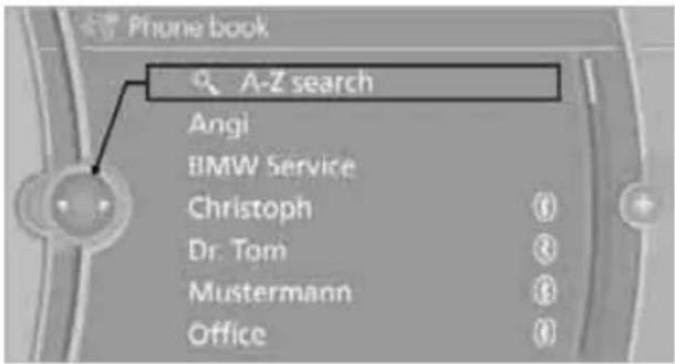 Phone book A-Z search Angi BMW Service Christoph Dr. Tom Mustermann Office