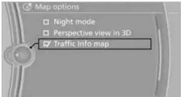 Map options Night mode Perspective view in 3D Traffic info map