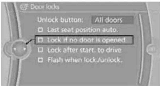 Door locks Unlock button: All doors Last seat position auto. Lock if no door is opened Lock after start. to drive Flash when lock/unlock.
