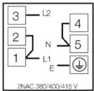 3 L2 2 N 1 L1 E 4 5 2NAC 380/400/415 V
