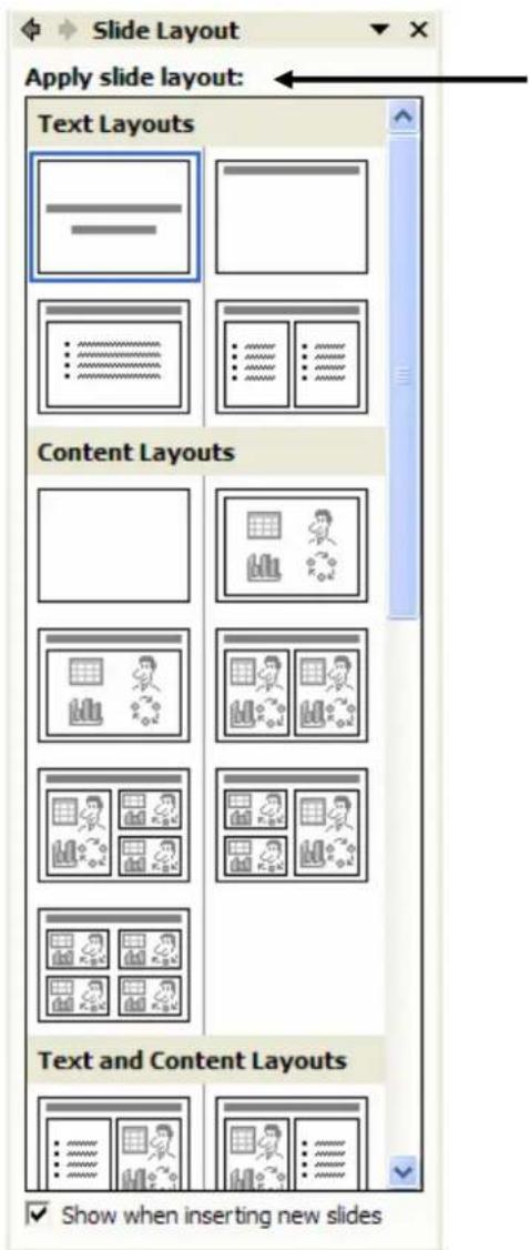 MICROSOFT Powerpoint 2002 - Change the layout of a single slide: - 2