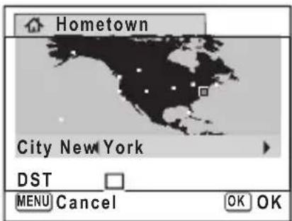 Hometown City New York DST MENU Cancel OK OK