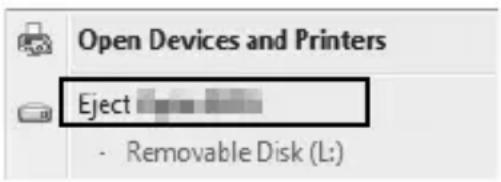 Open Devices and Printers Eject - Removable Disk (L:)