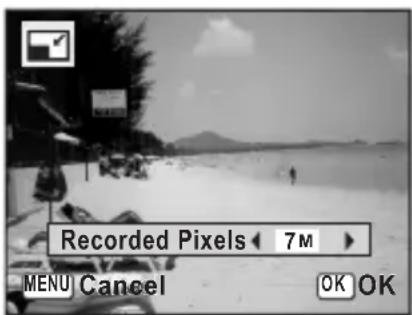Recorded Pixels 7M MENU Cancel OK OK
