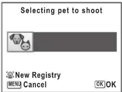 Selecting pet to shoot New Registry MENU Cancel OK OK