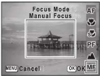Focus Mode Manual Focus AF S PF MENU Cancel OK OK MF