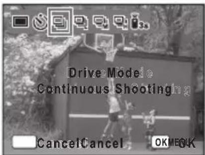 Drive Model Continuous Shooting Cancel Cancel OK/OK