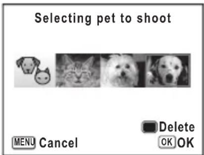 Selecting pet to shoot MENU Cancel Delete OK OK