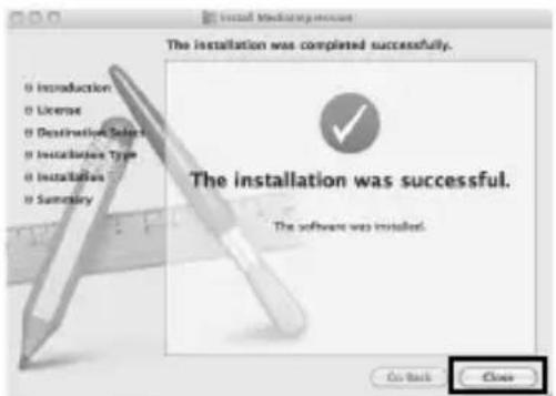The installation was completed successfully. Introduction License Destination Selection Installation Type Installation Summary The installation was successful. The software was installed. On Back Close