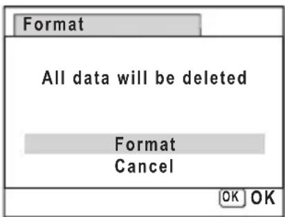 Format All data will be deleted Format Cancel OK OK