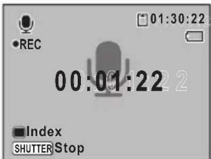 •REC 00:01:22 2 Index SHUTTER Stop